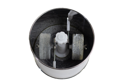 Refurbished Premier 10 lb Tilting Chocolate Refiner Drum and Hybrid Roller Stone Kit - SALE